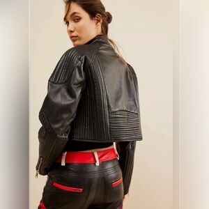 Free People Trixie Mini Moto Black 
Leather Jacket NEW SIZE S ( MSRP $495)